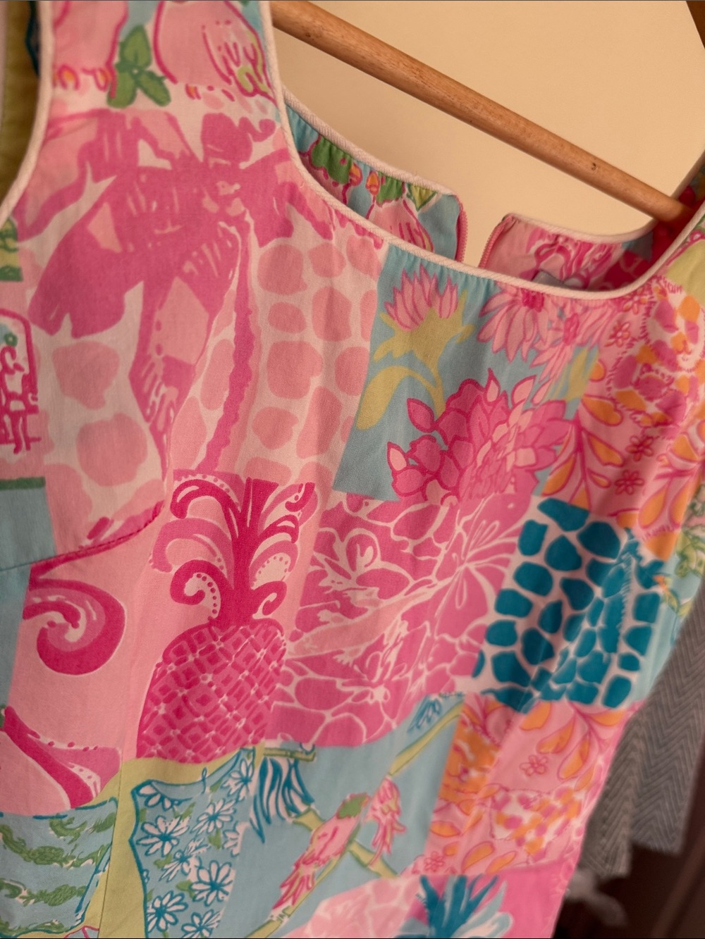 Lilly Pulitzer 💗Colorblock Patchwork Sleeveless Shift Dress - Pink, Blue & Green - Picture 4 of 15